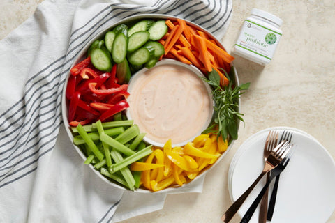 buffalo yogurt 'ranch' dip with vegetables