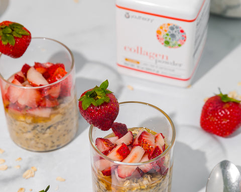 Strawberry Peanut Butter Collagen Overnight Oats