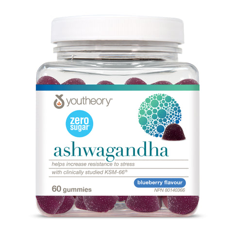 31002295 Youtheory Ashwagandha Gummies - Zero Sugar Blueberry Flavour 60 Gummies 31002295_YT_Ashwagandha_ZeroSugar_Gummies__MAIN