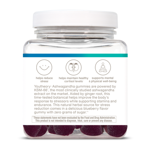 ASHG.92031 Youtheory Ashwagandha Gummies Blueberry Flavor 60 Gummies 92031_V1_Gums_blueberry_60CT_BTL_US_LEFT