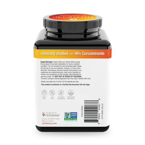 TX.92067.COS.MC Youtheory Turmeric Extra Strength 2250 mg Bottle Back
