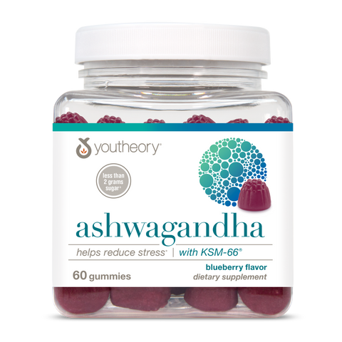ASHG.92031 Youtheory Ashwagandha Gummies 60 Gummies - Blueberry ASHG