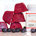Image of Collagen Powder On Colourful Background