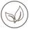 Icon of a leaf inside a circle on a white background