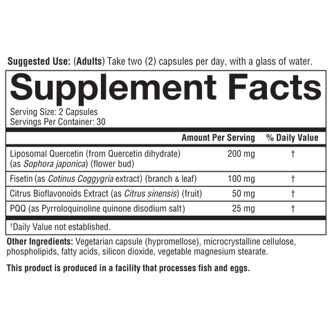 LQF.00177 Liposomal Quercetin+ Nutrition Facts Panel