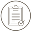 Clinically studied graphic icon depicting a clipboard with a checkmark in front of it