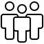 Simple black icon of 3 people