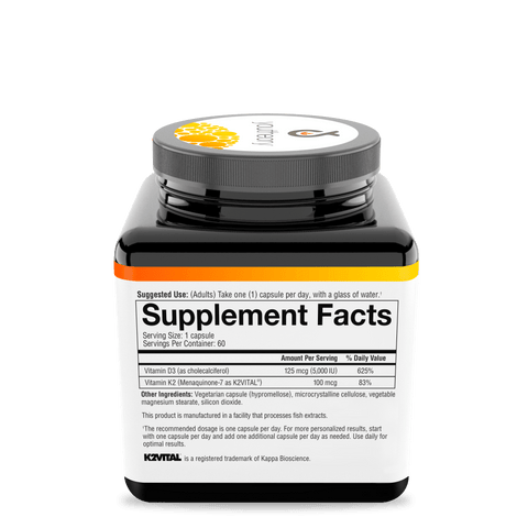 K2D3.92035 Youtheory K2D3 Capsules 60 Capsules Nutrition Facts Panel