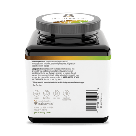 MCP.92075 Youtheory Mushroom Immune Complex 60 Capsules Product Image - Back