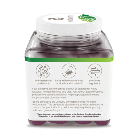 SPBG.92072 Youtheory Spore Probiotic Gummy Raspberry Flavor 60 Gummies Product Alt Image
