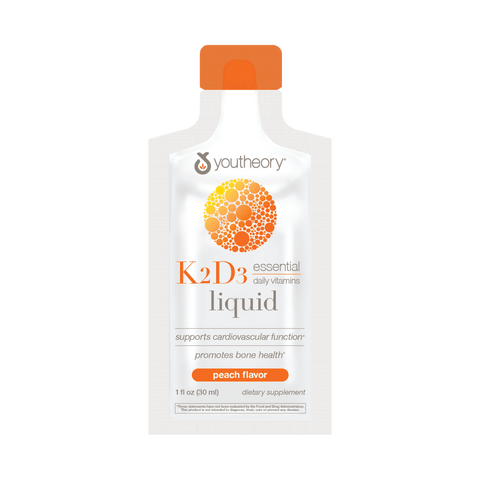 CTN.K2D3L.92030 Youtheory K2D3 Liquid Peach Flavor 12 ct Contents Image