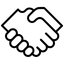 Black and white icon of two hands shaking