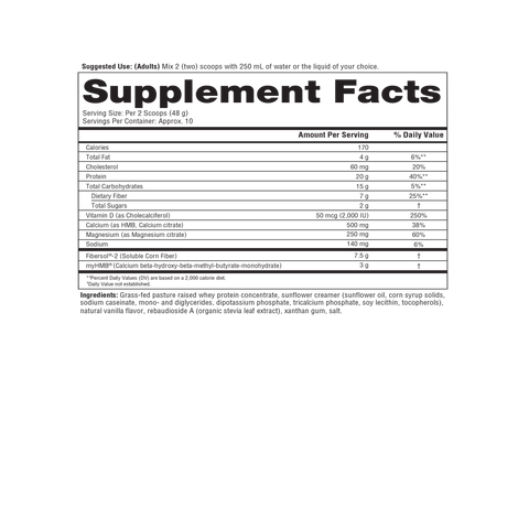 GSP.00079 Youtheory GLP-1 Support Muscle Guard Protein Vanilla Flavor oz Nutrition Facts Panel