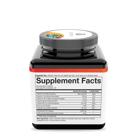 MC.00313 Youtheory Marine Collagen 160 Tablets Nutrition Facts Panel