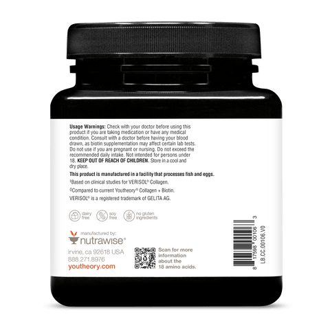 CC.00106 Youtheory Concentrated Effect Collagen with Verisol 75 Tablets Product Image - Back