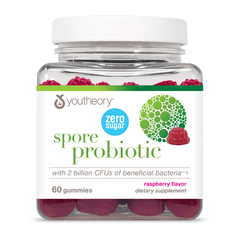 SPBG.92072 Youtheory Spore Probiotic Gummy Raspberry Flavor 60 Gummies Product Main Image