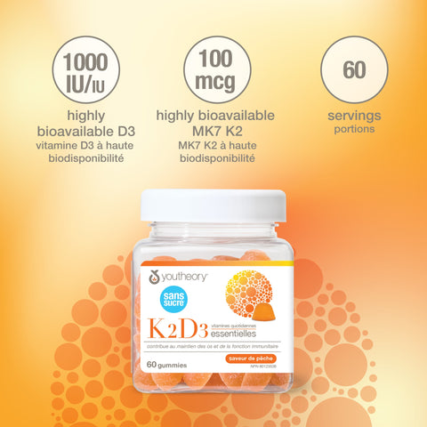 31002270 Youtheory K2D3 Gummies - Zero Sugar, Peach, 60 ct Digital Shelf Image 5