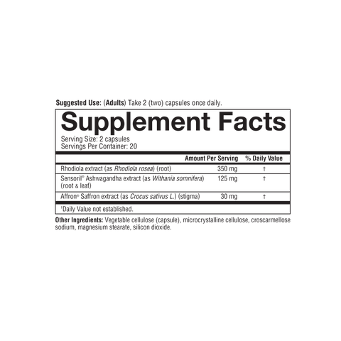 WPC.00116 Youtheory Women's PMS Comfort+ 40 Capsules Nutrition Facts Panel