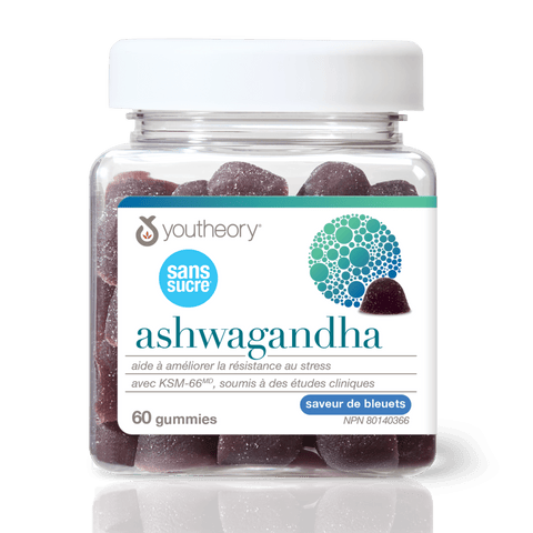 31002295 Youtheory Ashwagandha Gummies Zero Sugar 2,400 mg, Blueberry, 60 ct Product Image - MAIN (FR)