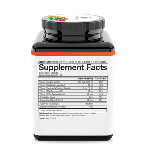 MC.00314 Youtheory Marine Collagen 290 Tablets Nutrition Facts Panel