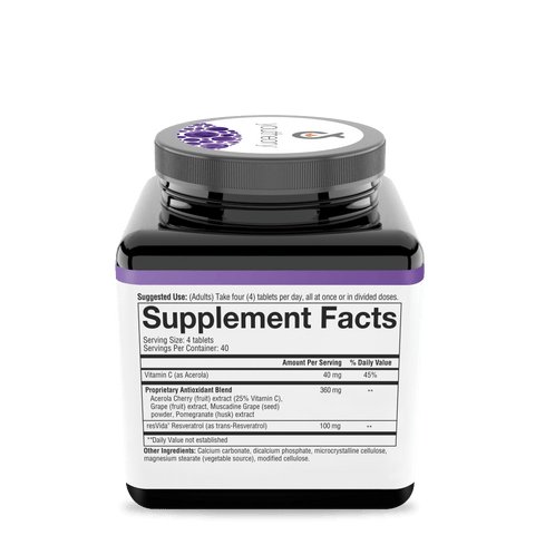 RA.00309 Youtheory Resveratrol Advanced 160 Capsules Nutrition Facts Panel