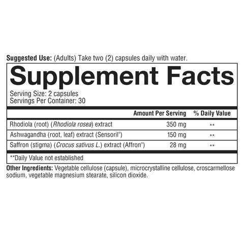 SA.00713.BTL Youtheory Saffron 60 Capsules Product Image - Nutrition Panel