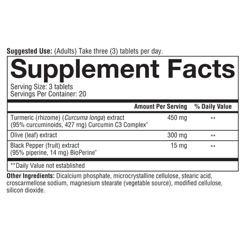 TA.00338.BTL Youtheory Turmeric Advanced Capsules Product Image - Nutrition Panel