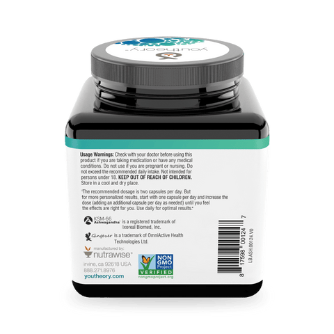 ASH.00124.BTL Youtheory Ashwagandha Capsules Product Image - Back