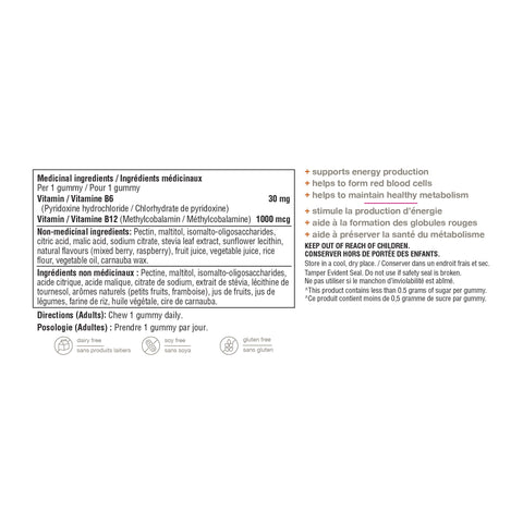31002272 Youtheory B12B6 Gummies - Zero Sugar, 60 ct Nutrition Facts Panel