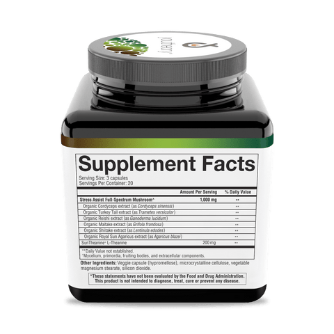 MSC.92090 Youtheory Mushroom Stress Complex 60 Capsules Nutrition Facts Panel Alt