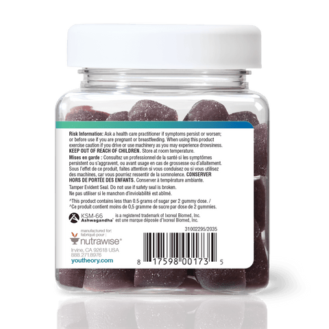 31002295 Youtheory Ashwagandha Gummies Zero Sugar 2,400 mg, Blueberry, 60 ct Product Alt Image